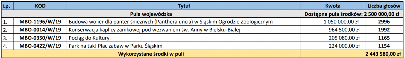 Wyniki głosowania w Marszałkowskim Budżecie Obywatelskim 